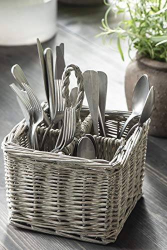 IB Laursen - Mand met 4 vakken en handvat - wollen wilgentenen - 18 x 23 x 18 cm - Image 3