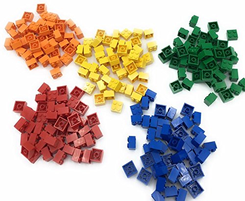 LEGO 2x2 Bricks, 250 Count , 50 of Each Color Brick (Red, Orange, Yellow, Green, Blue)