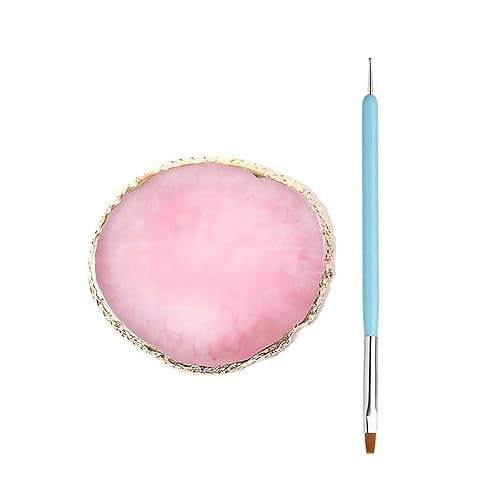 Paleta de arte de uñas, paleta de mezcla de esmalte herramienta de manicura con 1 pieza de pinceles de uñas con extremos dobles (rosa)