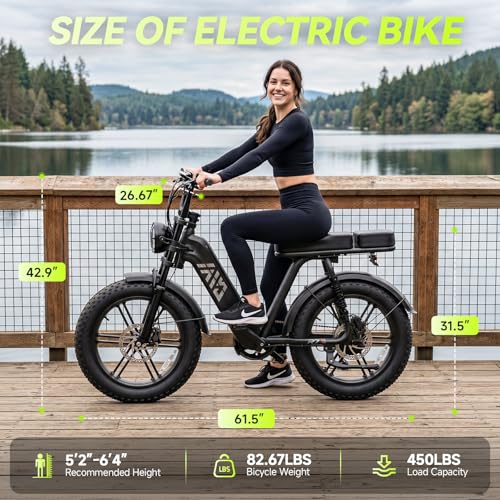 Image of Electric Bike for Adults,20 inchx4 inch Fat Tires Retro Ebike, Range 65Miles | Peak 1500W Motor,48V 15Ah Removable Battery,Full Suspension E Bike for for City Commuting,Off-Road