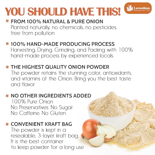 Image of Lavendium, Premium 25oz Onion Powder, 100% Natural & Pure Ground Onion, No Additives or Preservatives, Non-GMO, Plant-Based & Vegan, Perfect for Soups, Sauces, Seasoning & Marinades