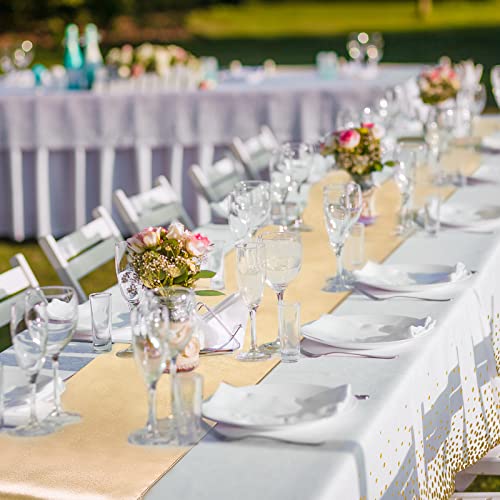 8 Pack Disposable Plastic Tablecloths And Satin Table Runner, 54 X 108 Inch Tablecloth, 12 X 108 Inch Table Runners For Wedding Graduation Birthday Baby Shower New Year Party (Gold) #TOP5