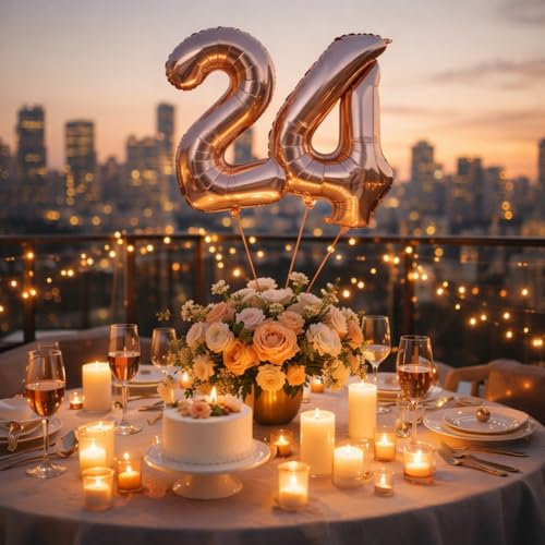Image of Wanna Party Numerical 4 Rose Gold Balloon for Birthday and Anniversary Party, Number Rose Gold Number Balloon Large Foil Balloon (40inch) (Rose Gold)