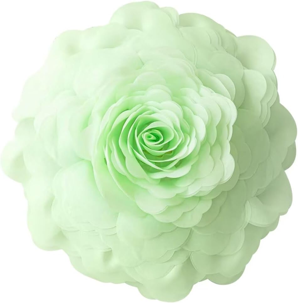 Round 3D Rose Flower Pillow Covers Handmade Flower Throw Pillow Case Weddign Gifts Home Decorative Cushion Sofa Living Room Balcony Window Cushion Pink