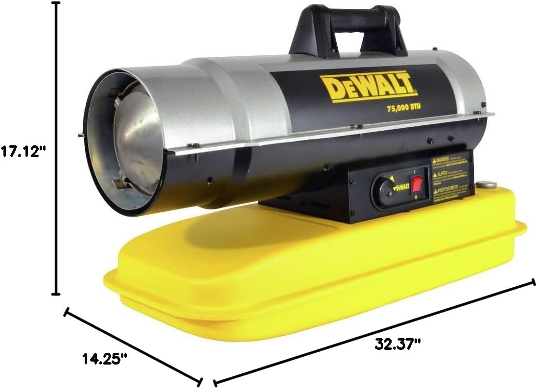 Dimensions of DEWALT DXH75KT Kerosene Heater