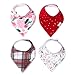 Baby Bandana Drool Bibs for Drooling and Teething 4 Pack Gift Set for Girls or Boys “Holly” by Copper Pearl