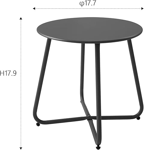 Miniatura 3 de Mesa auxiliar pequeña para patio, impermeable, redonda, de acero de metal, resistente a la intemperie, portátil, para exteriores e interiores, para