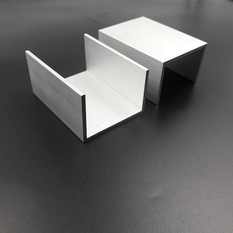Perfil de canal en U de aluminio 6063 de 500 mm de largo, ancho interior de 38 a 76 mm, altura de 5 a 60 mm, paquete de 2 unidades, resistente, ligero, versátil para proyectos de bricolaje y