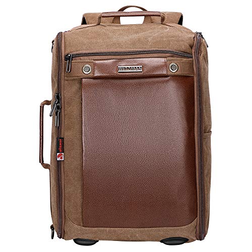 WITZMAN Canvas Backpack Travel Backpack for Men Luggage Backpack Duffel Bag Vintage Rucksack Fits 15.6 inch Laptop (W2072M Brown)