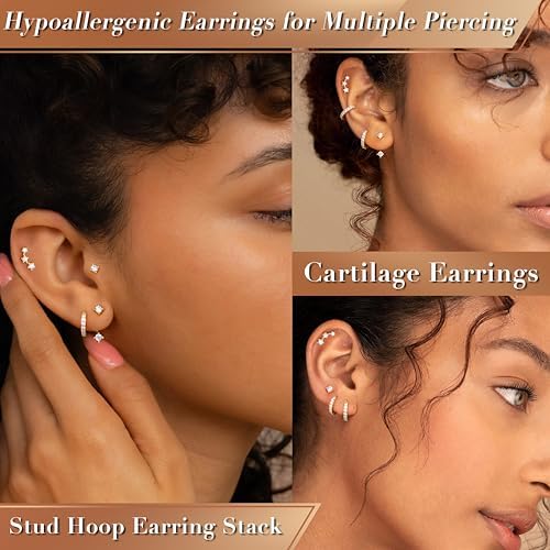 Aretes Acero Quirúrgico Pendientes Hipoalergénicos 10 Pares - Acero Quirúrgico, Diseños Pequeños Para Mujer Pendientes Hipoalergenicos Niña