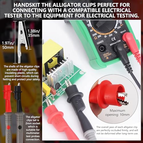 Image of Electrical Multimeter Test Leads Set, Professional Test Leads Set with Alligator Clips, Test Hook, Test Probes Lead kitfor Digital Electrical Testing