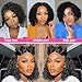 Amygirl Wear and Go Glueless Wigs Human Hair Pre Plucked Pre Cut Bob 4x4 Curly Wave Lace Front Wig 180% Density No Glue Human Hair Wigs for Black Women, Natural Black 1B, 10 Inch