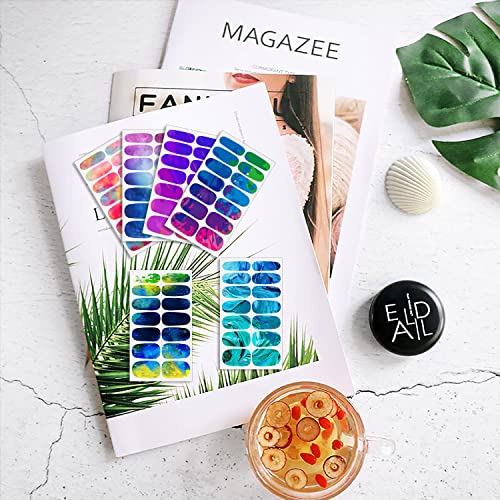 Danneasy 12 Sheets Nail Polish Strips Rainbow Gradient Self Adhesive Nail Stickers Full Nail Wraps For Women Girl Stick On Nails Gel Nail Strips Nail Accessories #TOP3