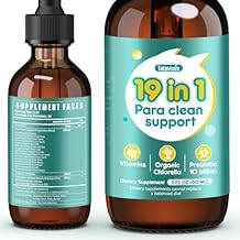 19 in 1 Herbal Gut Cleanse Drops Wormwood, Black Walnut, Chlorella 250mg, 10B Probiotics, Clove & Oregano Liquid Detox Support for Adults & Kids, Alcohol-Free, 2oz