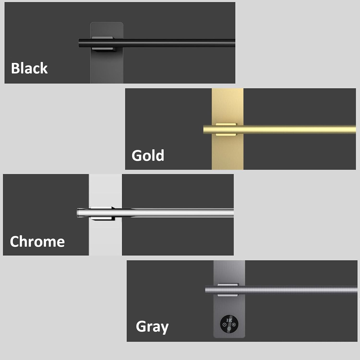 Black Brass Heated Towel Rack 5 Rods Wall-Mounted Drying Rack with Smart Touch Screen Timer Perfect for Bathroom & Spa Use Energy Efficient & Stylish Design