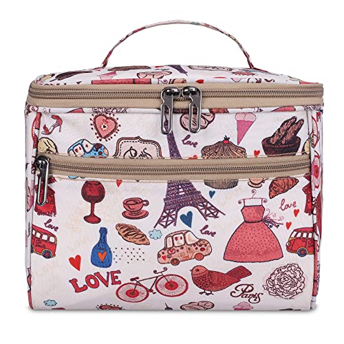 Axclip Nylon Waterproof Extra Large Makeup Kit Organizer Pouch, Makeup Bag, Portable Travel Cosmetic Storage Bag, Cosmetic and Jewellery Organizer Box (Off White) 13 cms