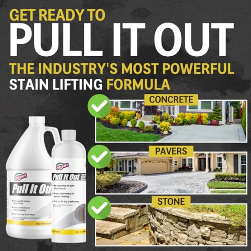 chomp concrete oil stain remover pull it out removes and cleans oils greases from garage floors amp driveways 128 fl oz