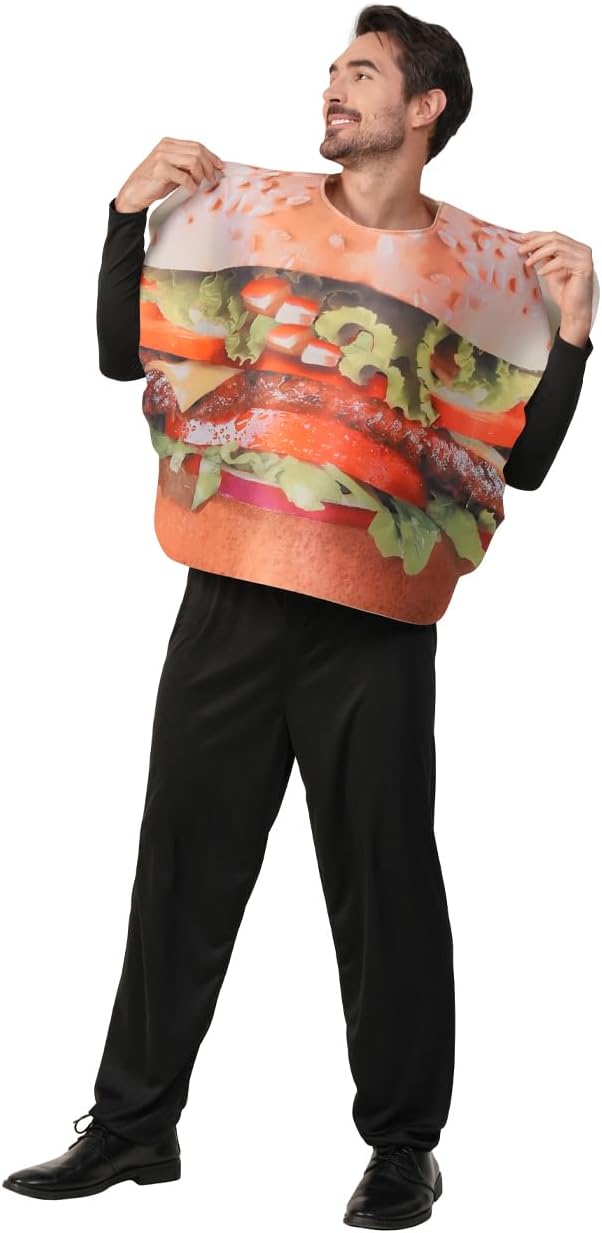 DSplay Adult Hamburger Costume Cosplay Funny Food Halloween Costumes - Image 5