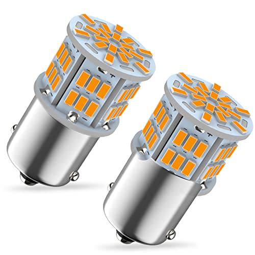 Melphan-Auto 1156 Bulb Reverse Light Led 1141 1003 7506 BA15S Bulbs 12V-24V 54SMD Used for Truck Car Backup Reverse Lights Tail Parking Lights Camper Trailer RV Interior Light 2pcs Amber