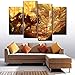 Produktbild jjshily 4 Stücke Leinwand HD Drucken Bild Wohnkultur Wohnzimmer Wolf Auf Der Brücke Nahe Wasserfall Malerei Wandkunst Poster Kein Rahmen