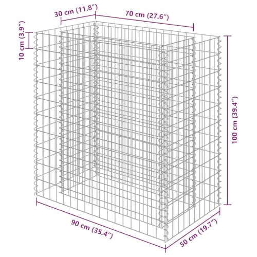 Vidaxl Gabbione Con Letto Rilzato In Acciaio Zincato 90X50X100 Cm Recinzione - 7