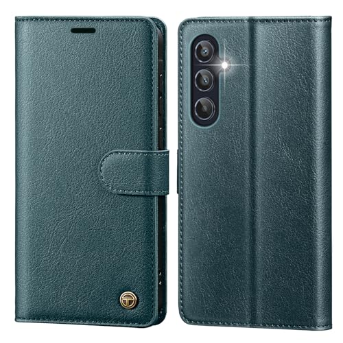 Étui cuir Samsung A55 5G bleu vert : l'accessoire idéal pour votre quotidien