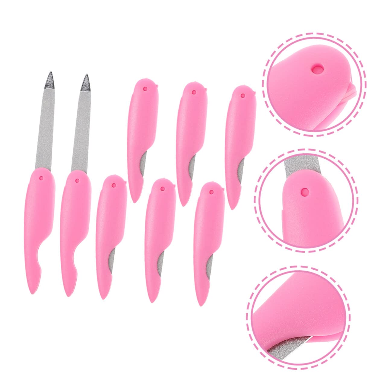 Lot de 8 Petites Limes à Ongles Pliantes en Métal Rose