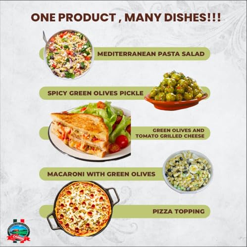 Image of CANEEN Sliced Green Olives 450g - Ready-to-Use Green Olive Slices for Pizza, Pasta, Salads, Sandwiches, Mediterranean Recipes, Appetizers & Snacks | Seedless Vegetarian Cooking Ingredient PACK OF 1
