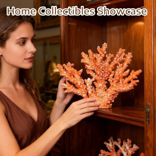 Escultura decorativa de coral de resina amarilla 13.4x9.4 pulgadas miniatura 4