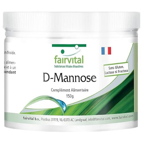 Fairvital | D-Mannose 150g poudre - enrichie en vitamine B2-100% pur et 100% végan - hautement dosé - qualité testée - Made in Germany