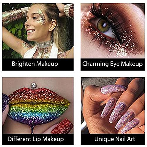 Shiny Ray Holographischer Lidschatten, Pigment Pailletten Schimmer Lidschatten, Tattoo Lippen Nagel Körper Glitzer Make… – Bild 5