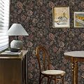 Moody Wallpaper Peel and Stick Black Floral Wall Paper Dark Green Flower Leaf Contact Paper Vintage Removable Self Adhesive Vinyl Wrap Thicken for Bathroom Bedroom Kitchen Cabinet Covers 17.3" x 78.7"