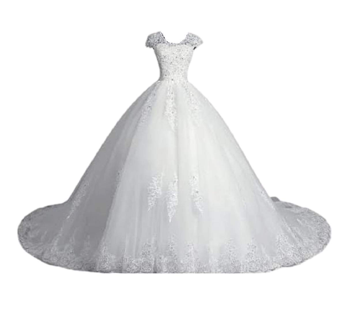 GOWNLINKWhite Full Stitched with Layers Christian Wedding Catholic Wedding White Train Gown Wedding Dress in White Frock Women with Extra Sleeves Sleeves (GLKD03T) India