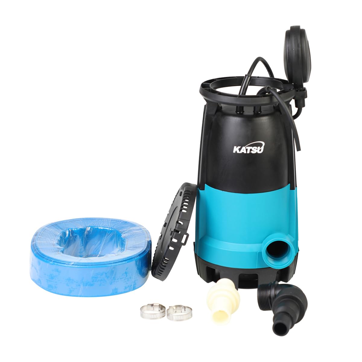 KATSU - Bomba sumergible profesional de 400 W para agua limpia y sucia con manguera de 10 metros de manguera de 1 pulgada y acoplador rápido con base intercambiable