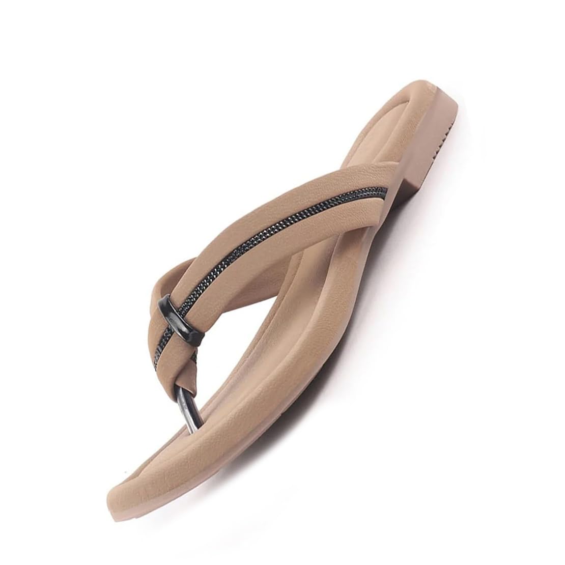 Women Stylish Comfort Braided Design T-Strap Slip On Flats | Soft Cushioned Footbed Insole Thong Slippers | Office, Travel & Casual-image-29