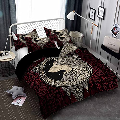 Housse de couette Fenrir Wolf ensemble literie Viking mythologie nordique 3 pièces 200x200 - 4