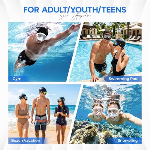 Aegend 2PCS Swim Goggles with Nose Cover,Adult Swimming Goggles with Fabric Strap,Wide View No Leaking Pool Goggles for Youth Adults - image 7