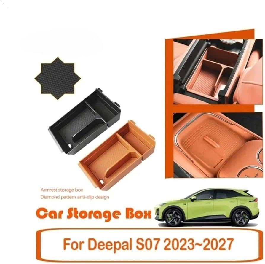 Car Storage Box Compatible for Deepal S07 S7 2023 2024 2025 2026 2027 Armrest Organizer Center Console Boxes Tray Car Accessories(Black B)
