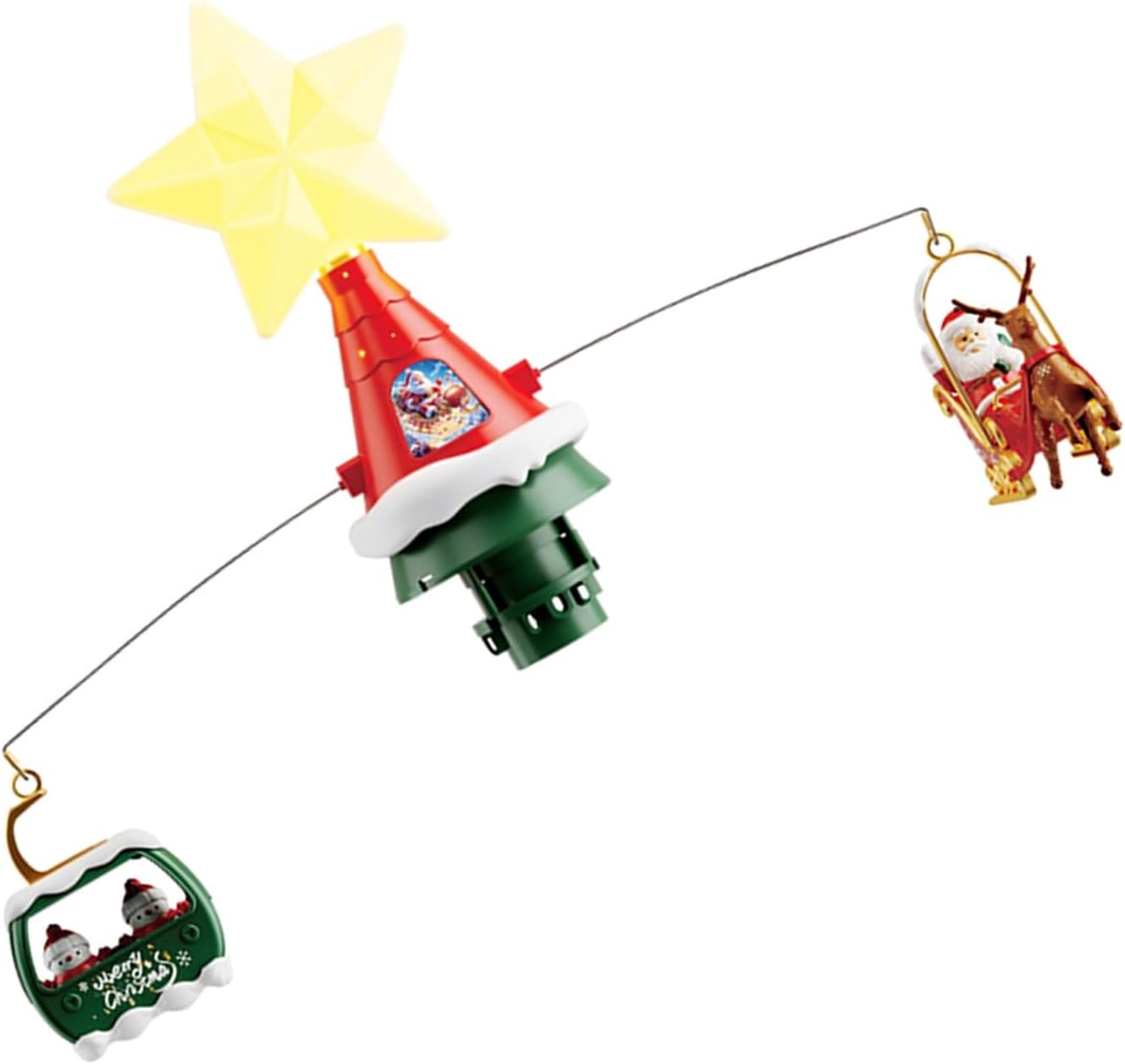 電動ダイナミック サンタ ボブスレー クリスマス ツリー リーダー 旋回 LED 明るい装飾と音楽機能付き ホリデー パーティー用