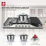 GASLAND 36 Inch Gas Cooktop, PRO GH3365SF 5 Burner Gas Stovetop with Reversible Cast Iron Grill/Griddle, Gas Countertop Plug-in, NG/LPG Convertible Gas Cooktops, Stainless Steel - Image 4