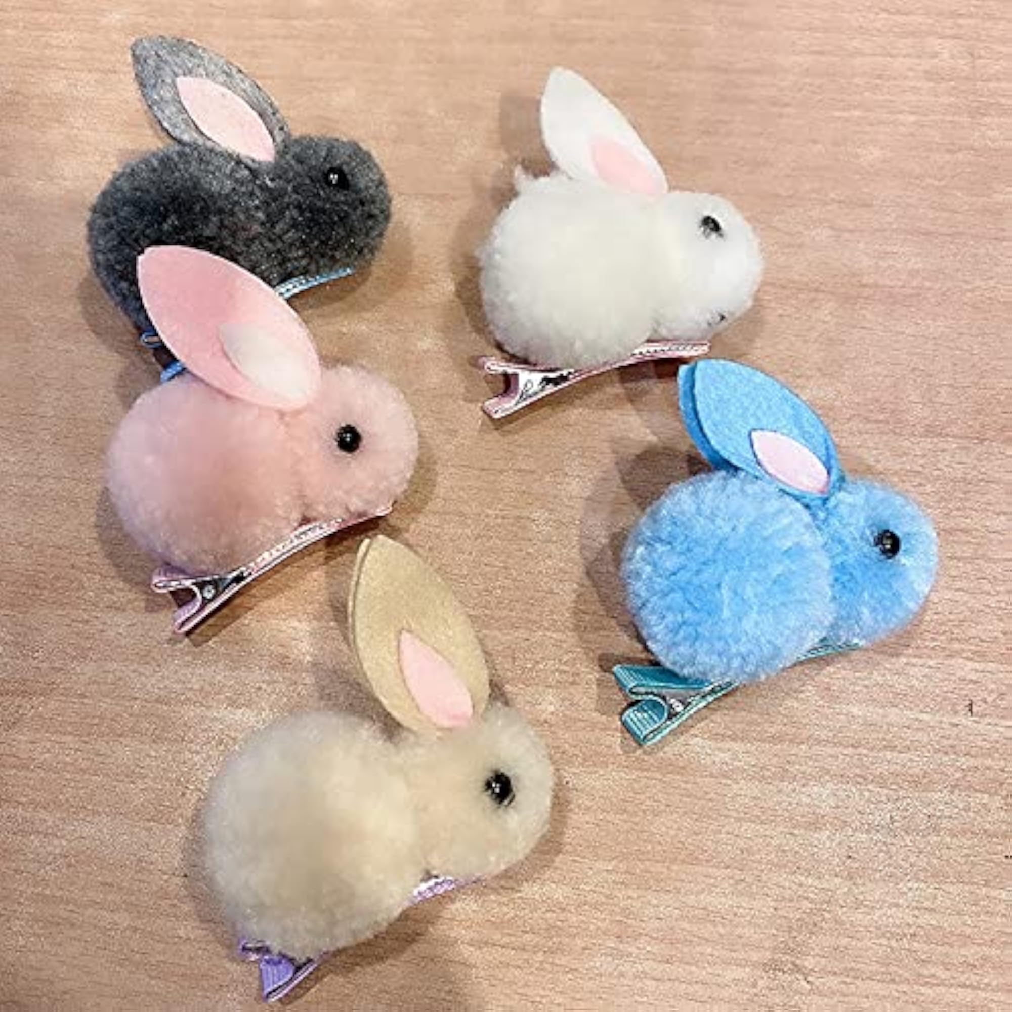 Cute Rabbit Hair Barrette Clip Set, 5pcs Vintage Fashion