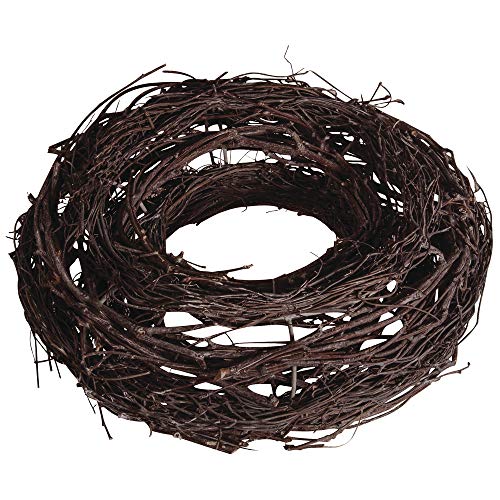 Rayher 65038000 ghirlanda vimini legno di vite corona marrone scuro naturale diametro 25 cm, 2.5 x 2.5 x 0.8 cm senza decoro per decorazioni natalizie autunnali