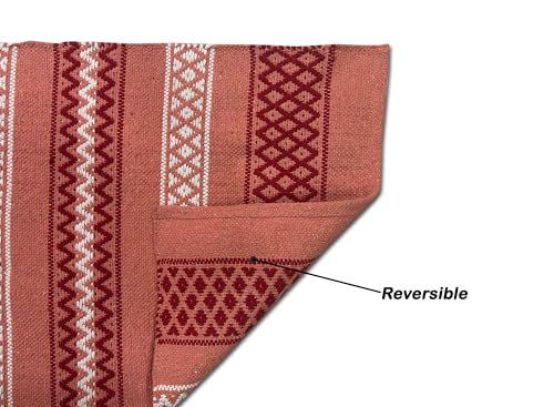 Image of Flatweave Cotton Rug Runner - 2x5 ft Soft Carpet for Entryway, Living Room & Outdoor Patios 2x5 ft Cotton Carpet Runner - Lightweight & Foldable Rug for High-Traffic Areas and Cozy Interiors