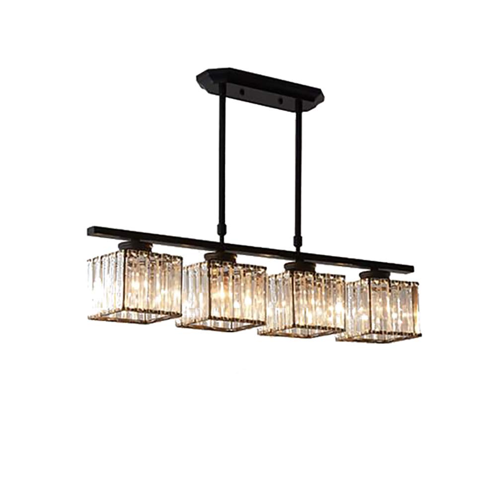 Plafonnier rectangulaire en cristal E27 luminaire suspendu doré pour salon