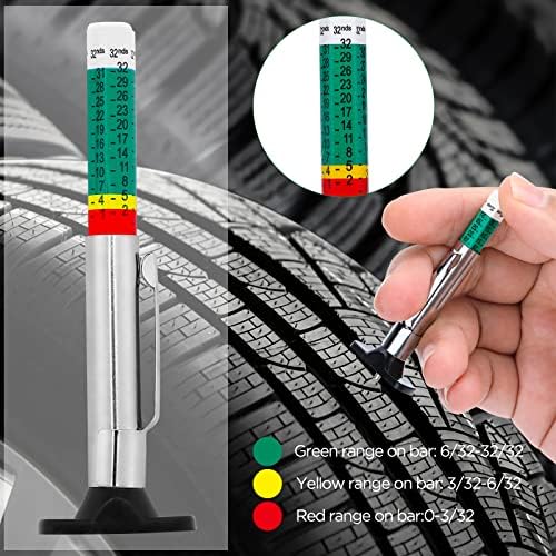 Car Tyre Tread Depth Gauge Uk, PROUSKY 2 Pieces Color Coded Digital Tire Tread Depth Gauges, Precise Tyre Depth Measurement Tool for Car, Truck, Motorcycles, Range 1/32 inch to 32/32 inch