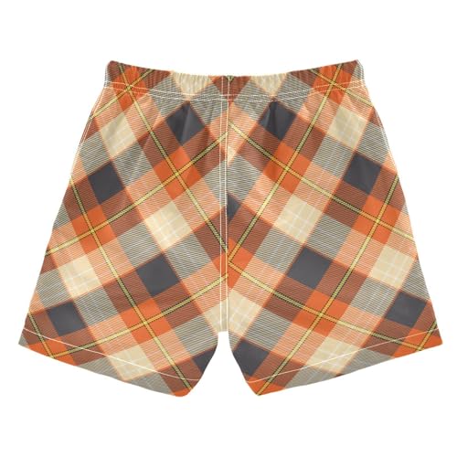 Orange Square Plaid Boys Swim Trunks for 2-12 Years Swim Beach Shorts Kids Swimwear Board Shorts Swimming Essentials2