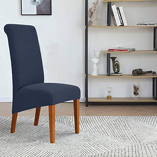 Deisy Dee Stretch Xl/Oversized Soft Spandex Extra Large Dining Room Chair Covers For Kitchen Dining，Removable Washable Chair Protectors Slipcovers (Navy, 2) #TOP1