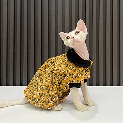 Robe de princesse pour chat sans poils Sphinx jaune taille L+ pour chat nu