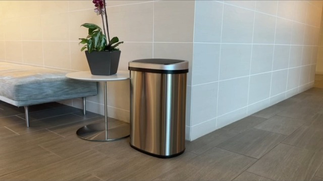 Image of iTouchless 13 Gallon Trash Can with Odor Control System - Stainless Steel Garbage Bin, Press-Top Soft-Close Spring Lid, Fingerprint-Resistant for Kitchen, Home Office, Restroom, Black Push-Top Lid