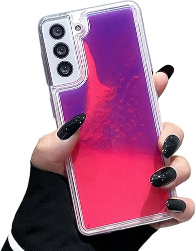 Yatchen Funda fluorescente líquida para Samsung Galaxy S21 Ultra, lujosa diversión que brilla en la oscuridad, arena movediza transparente, TPU
